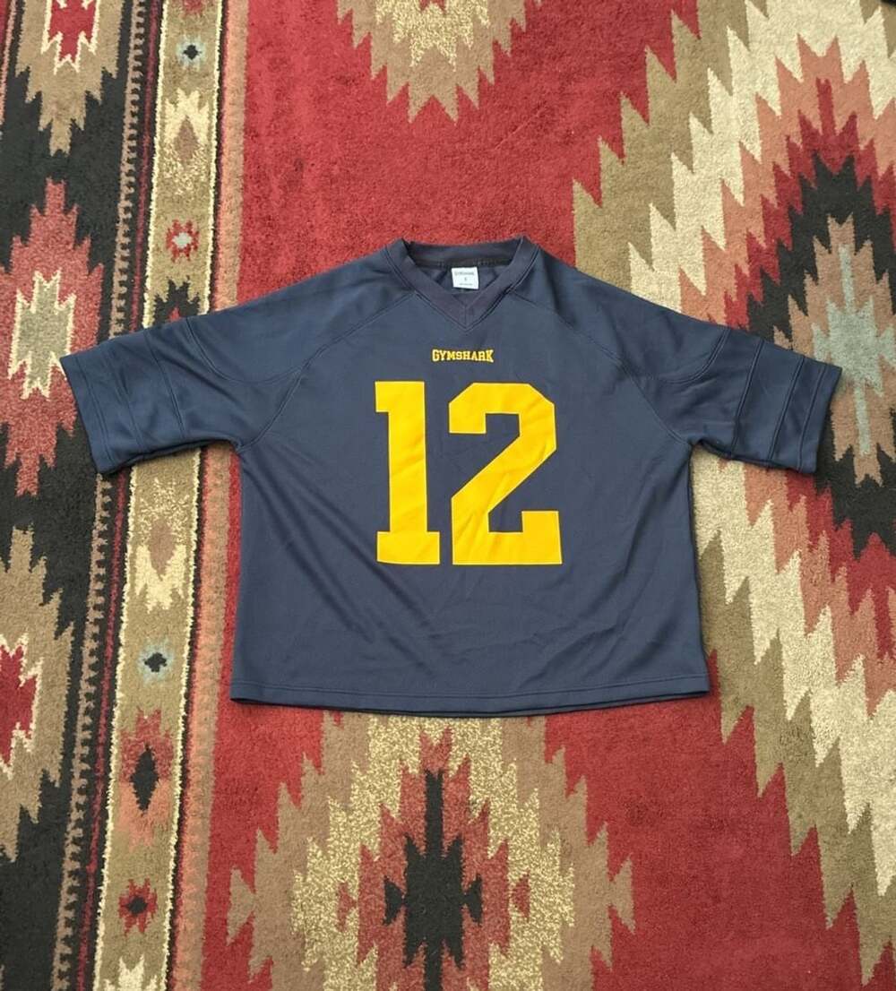 Gymshark American Football Jersey Number 12 Heavy Blue Size Small